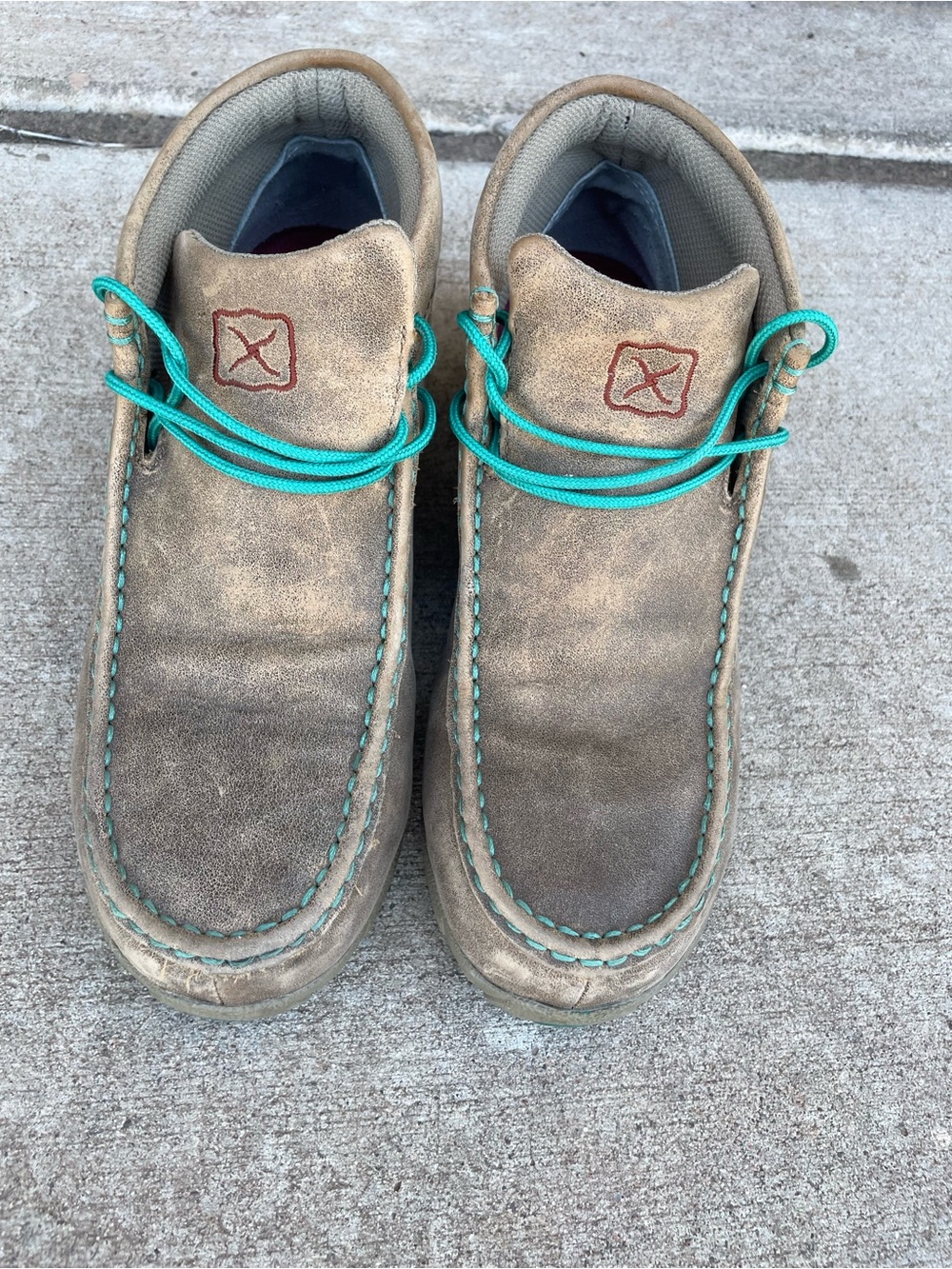 Composite Toe Men's Safety Brown Leather Moccasin with Teal Laces Twisted Brand